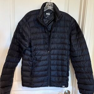 REI Mens Small Black Down Puffer Jacket Coat Mens Size Small Black